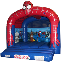A delightful Spiderman themed bouncy castle
